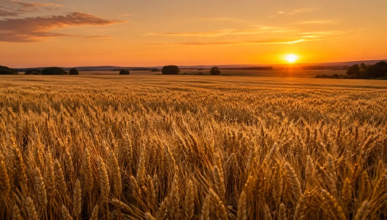 Zlatno polje pšenice u kasno ljeto
